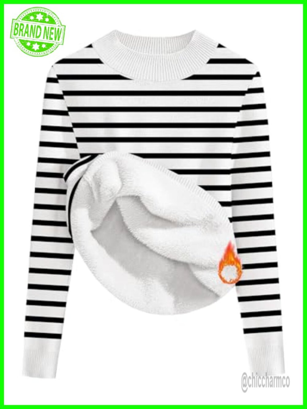 Womens Sherpa Lined Mock Neck Sweater Long Sleeve Thermal Pullover